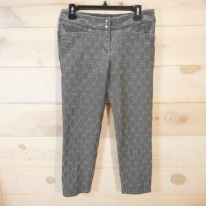 Adidas Golf Advance Women's size S Brocade Ankle Pants Gray Art Deco Pattern